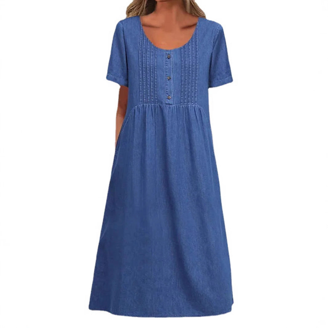 Women's Summer Fashion Mid-length Elegant Denim Sleeve Dress