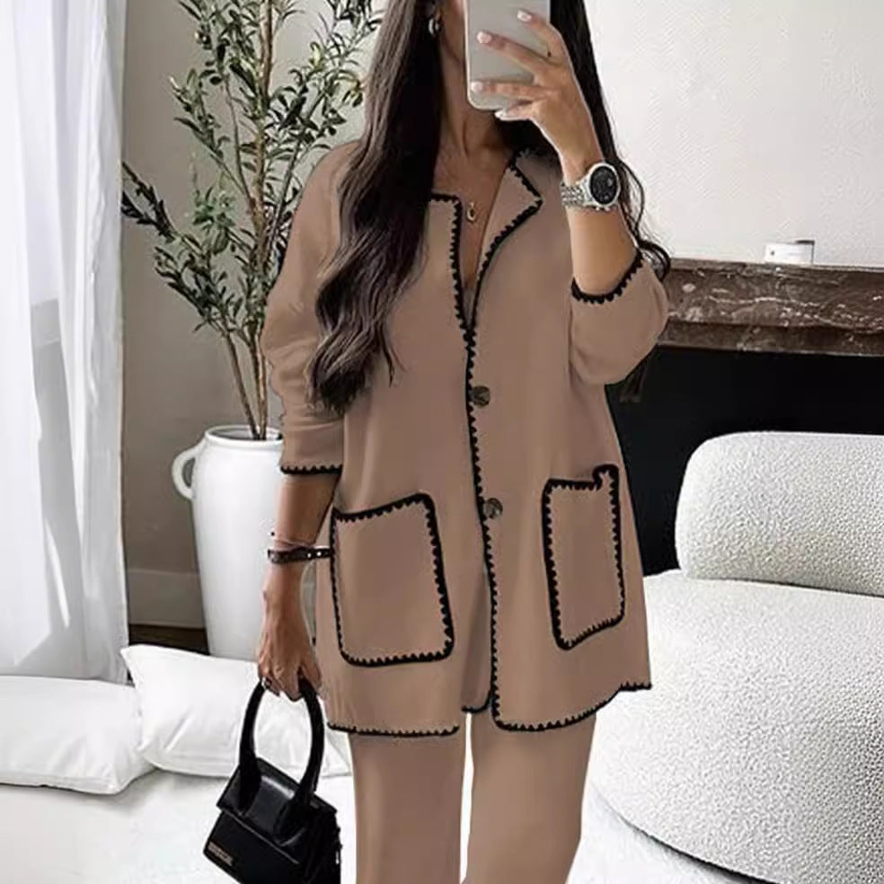 Women's Fashion Casual Loose Solid Color Two-piece Suits