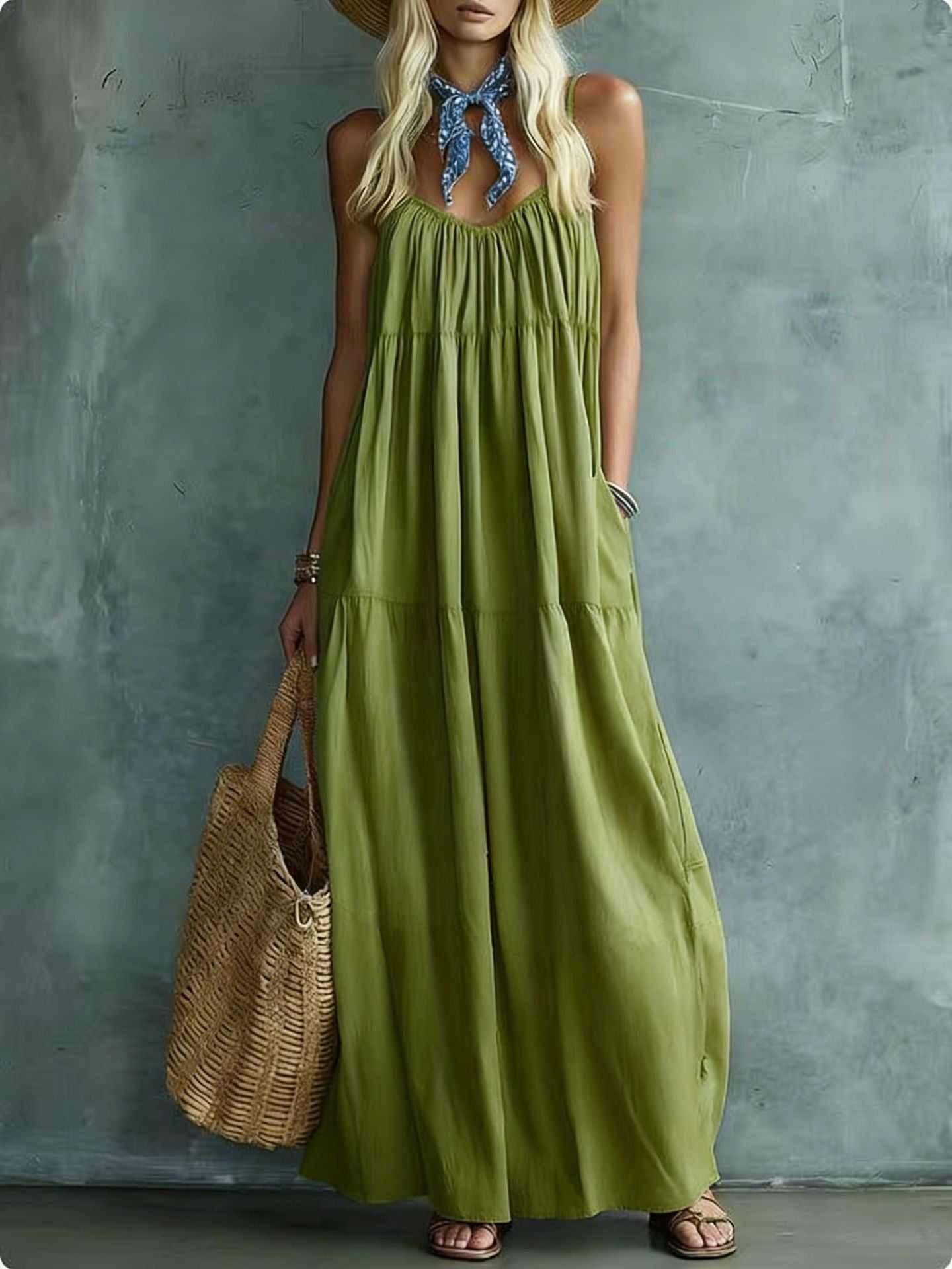 Vintage Bohemian Style Loose Vacation Blended Dress
