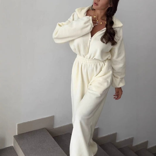 Women's Fashion Long Sleeve Casual Half Elastic Jumpsuits