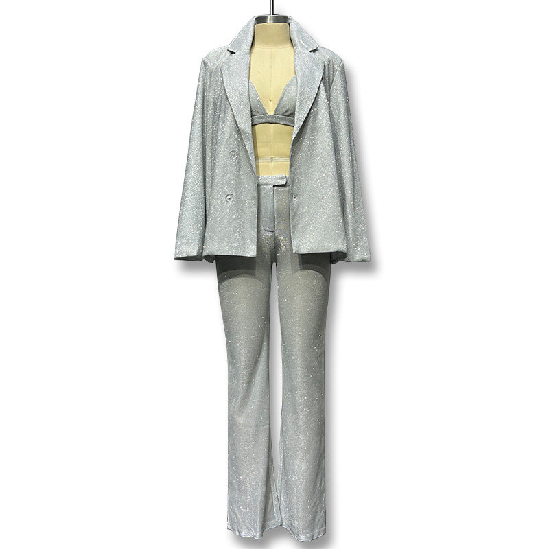 Cool Solid Color Three-piece Female Underwear Fashion Casual Suit