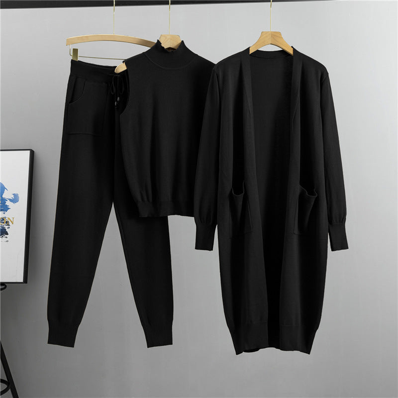 Durable Women's Fashionable Graceful Knitted Three-piece Pants