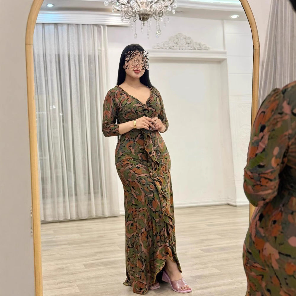 Women's Clothes Chiffon Floral Printed Sexy Dress Dresses