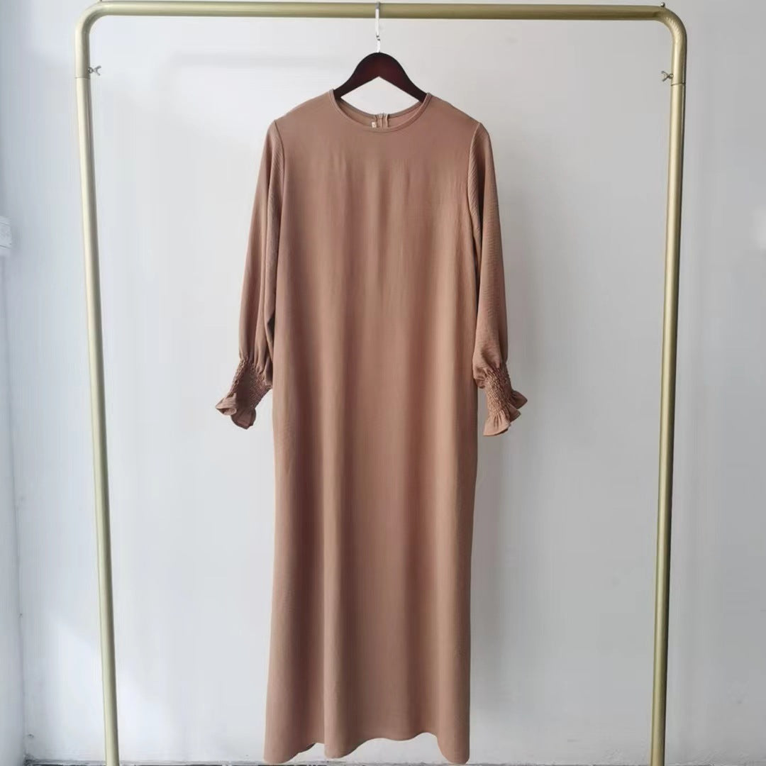 Women's Sweet Fresh Smocking Solid Color Dress