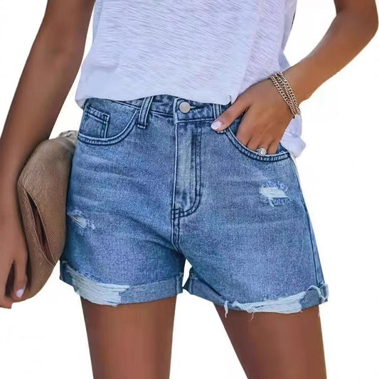 Beautiful Attractive Glamorous Trendy Ripped Denim Shorts