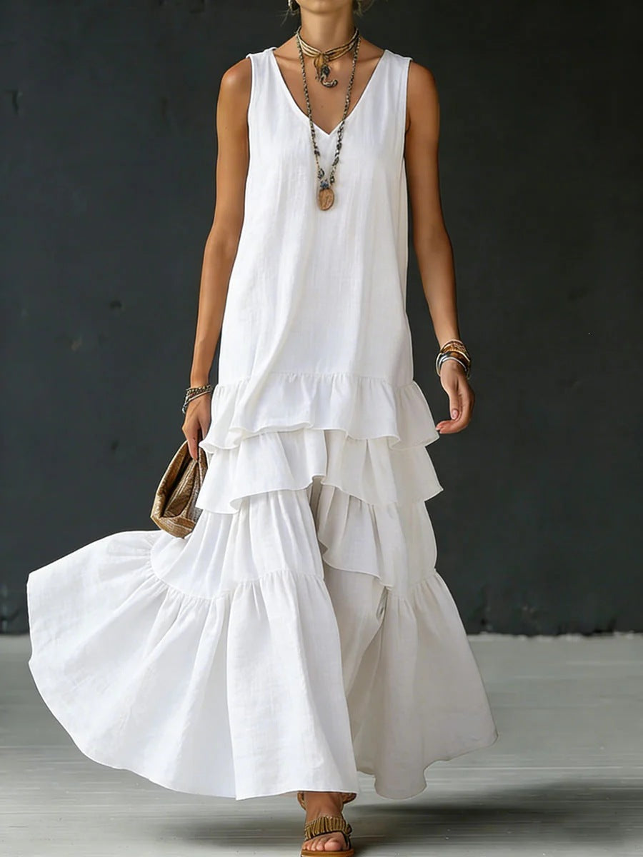 Women's Spring Solid Color Loose Large Sleeveless Dress
