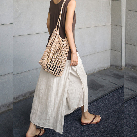 Linen Wide Leg Culottes Niche Design Skirts