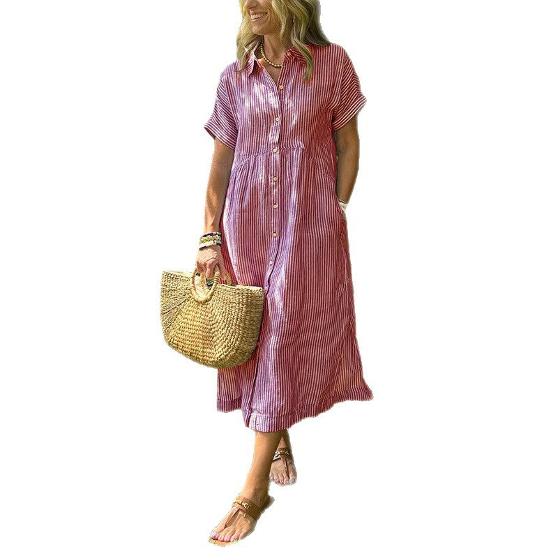 Women's Sleeve Shirt Summer Casual Cotton Linen Skirts