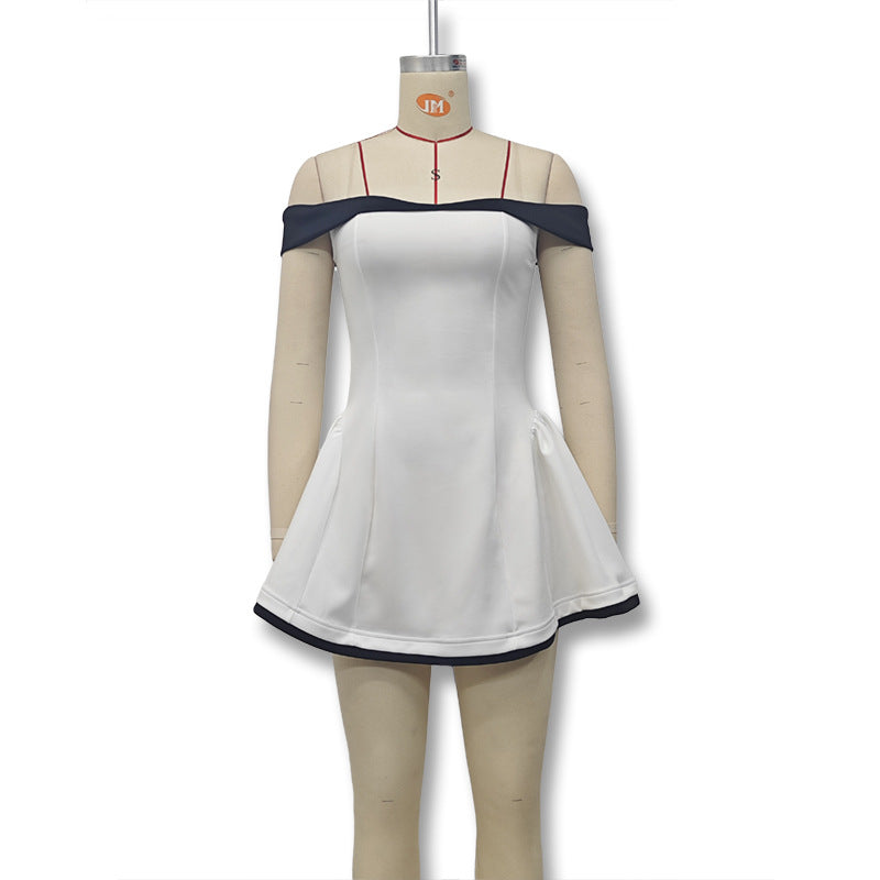 Women's Spring Color Collision Design Sexy Bandeau Dress