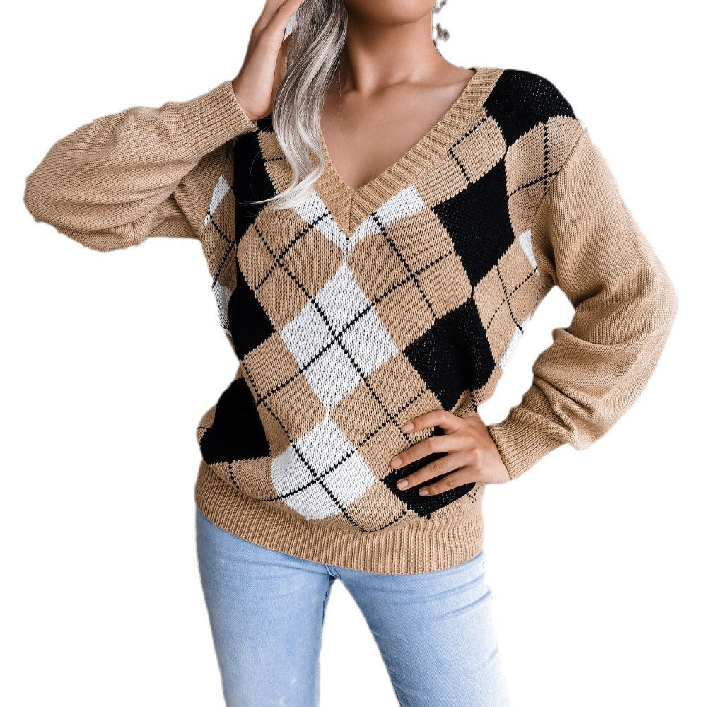 Women's Clearance College Style Rhombus Leisure Clothing