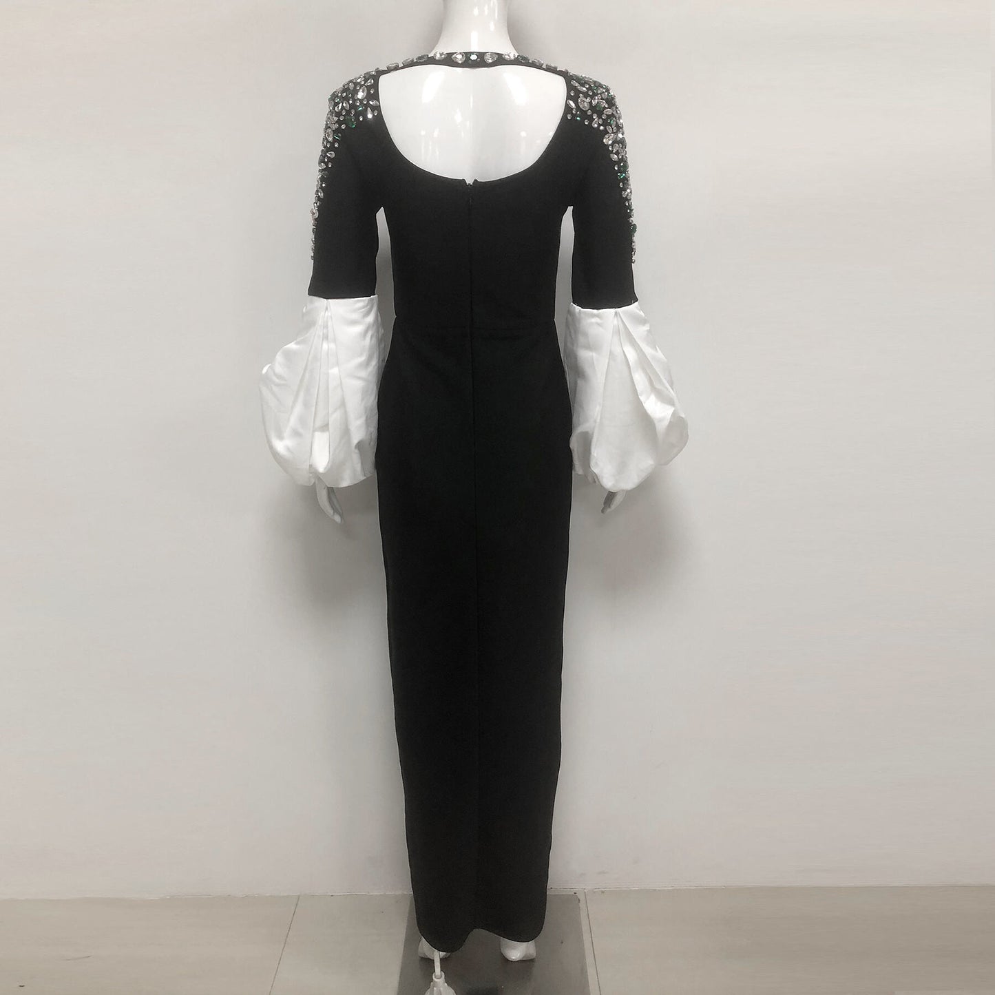 Rhinestone Gorgeous Elegant Dress Puff Sleeve Dresses