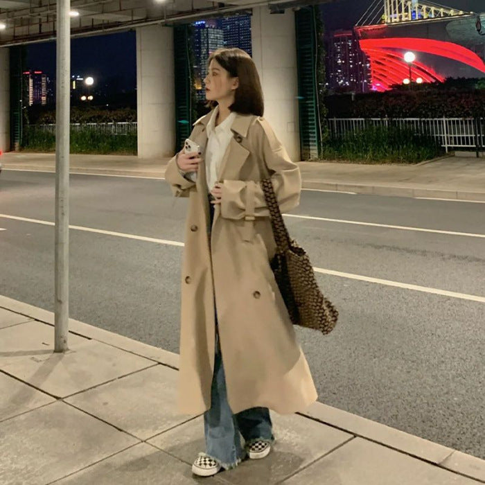 Women's Windbreaker Korean Small Mid-length Elegant British Coats