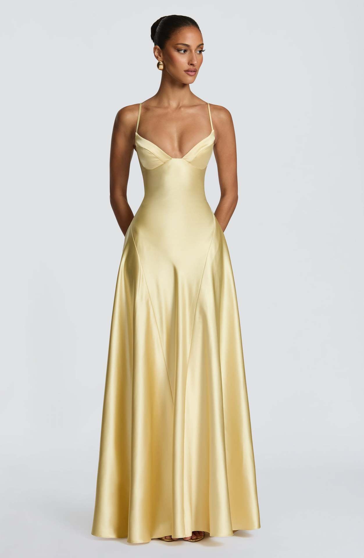 Women's Style Sexy Deep V Large Hem Satin Clothing