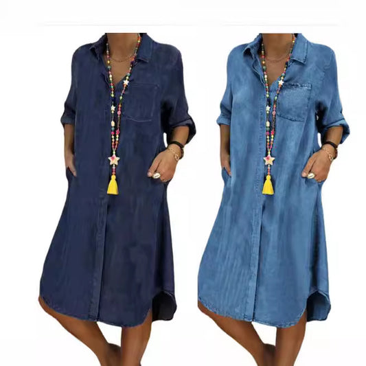 Women's Denim One-piece Solid Color Casual Dress