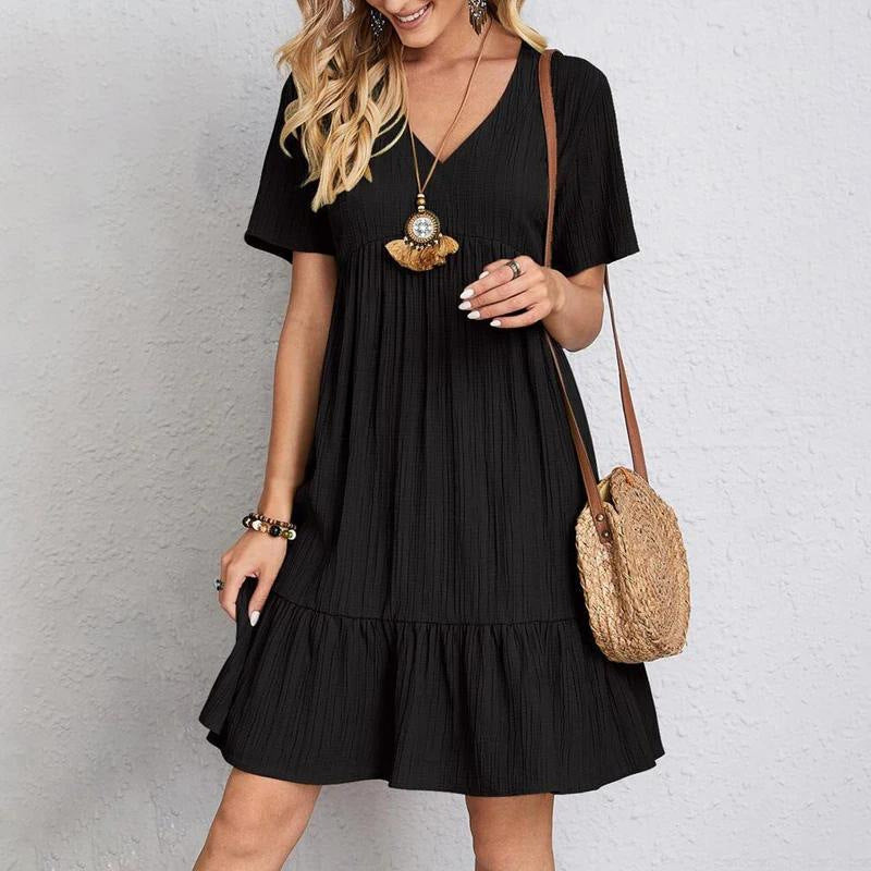 Women's Loose Casual Sleeve Waist High Fresh Dress