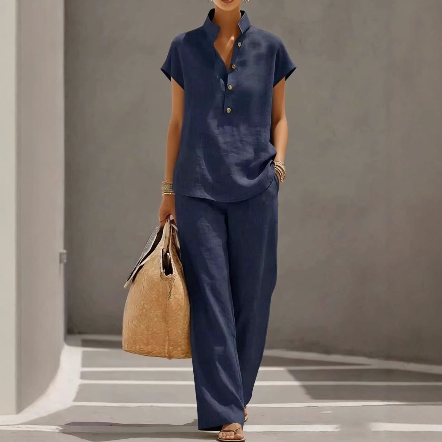 Women's Lazy Style Sleeve Trousers Solid Color Shorts