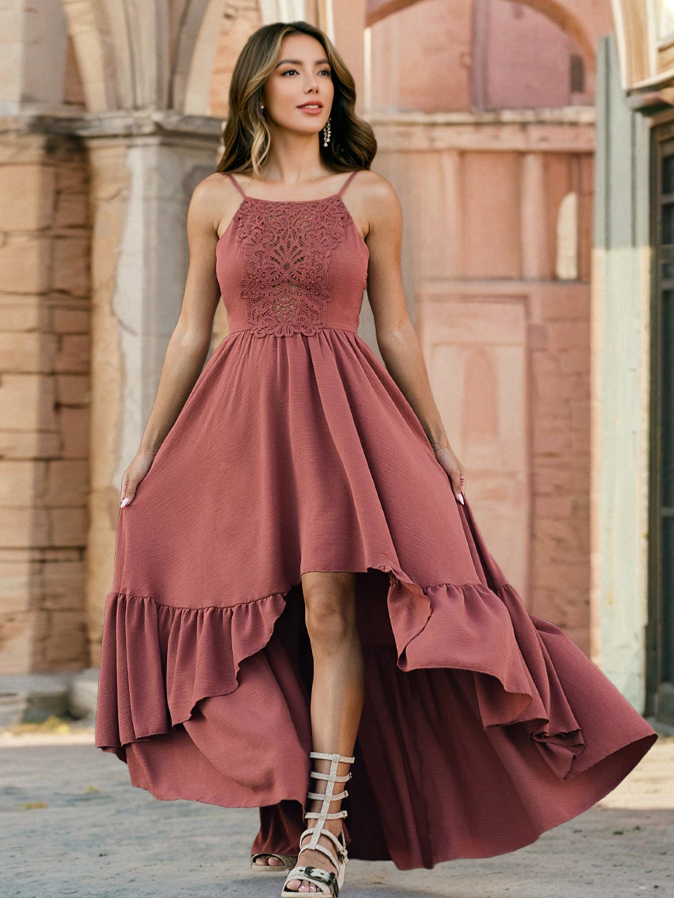 Women's Temperament Lace Summer Dress Sexy Irregular Dresses