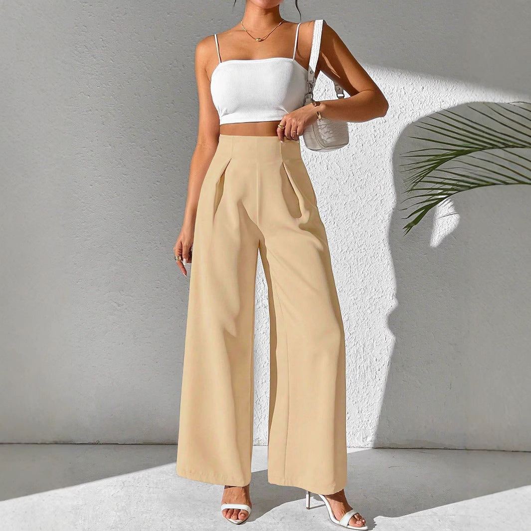 Women's Color High Waist Wide Leg Business Suits