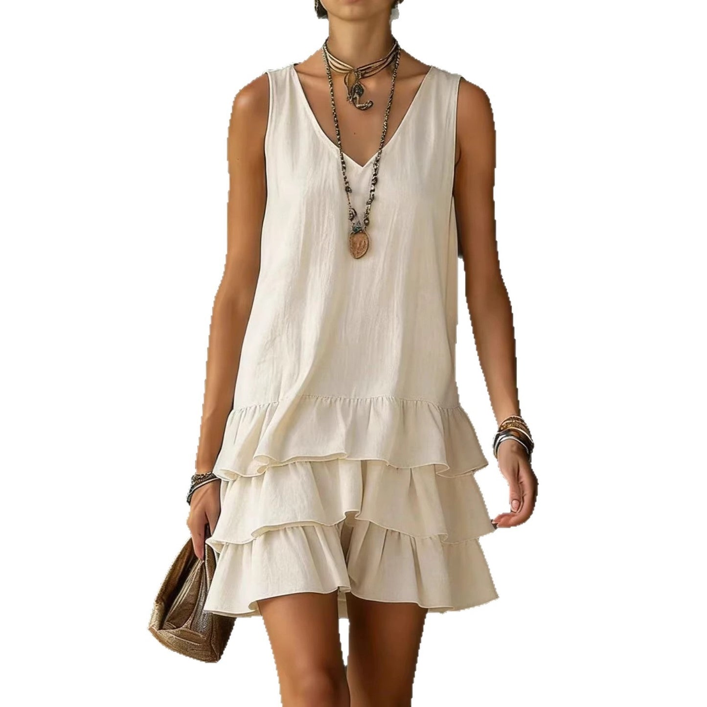 Women's Fashion Wear Loose Casual Solid Color Side Dress