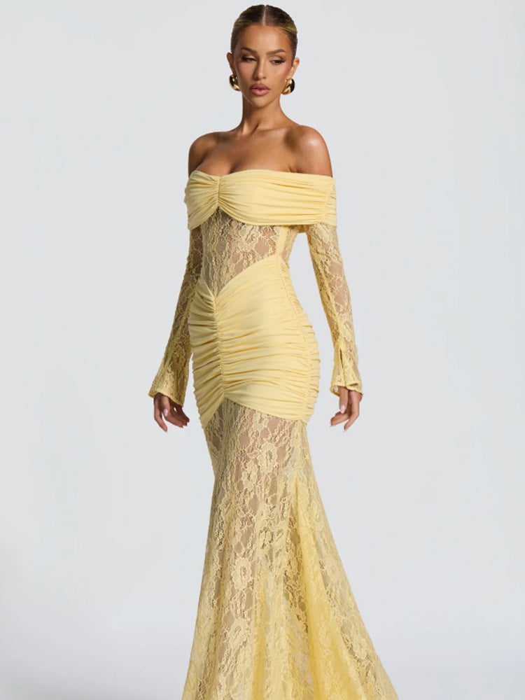 Sexy Cutout Long-sleeved Fishtail Long Dress Dresses