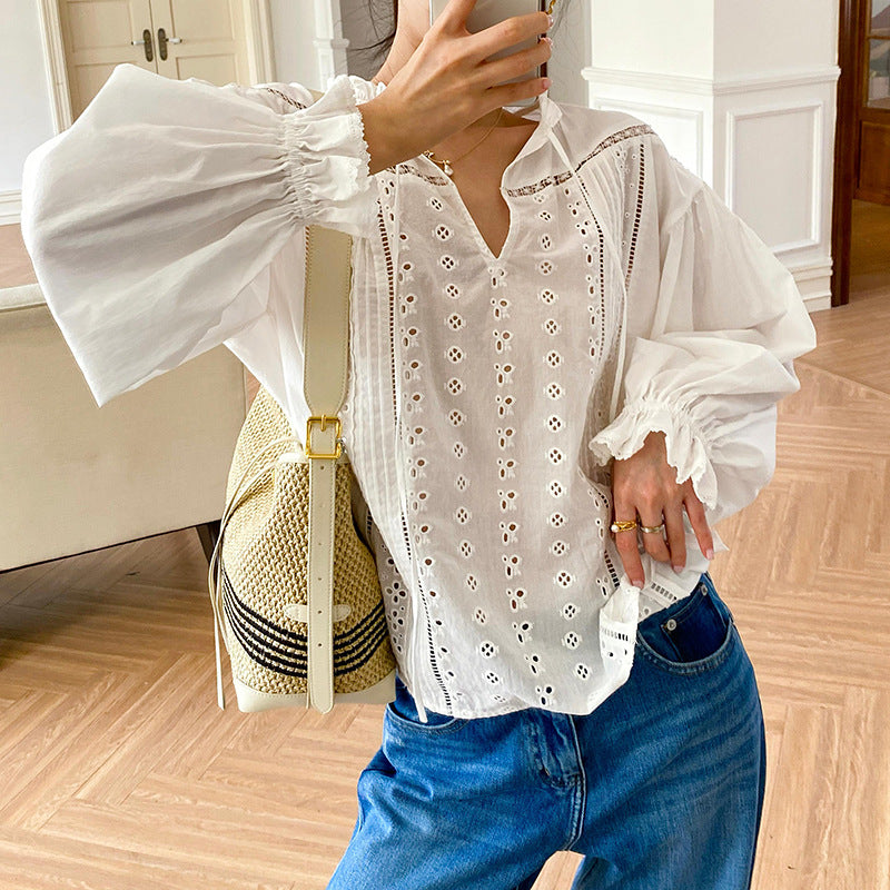 Women's Style White Shirt Long Sleeve Stylish Blouses