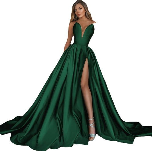 Women's Sexy Deep V Split Long Dress Wedding Dresses