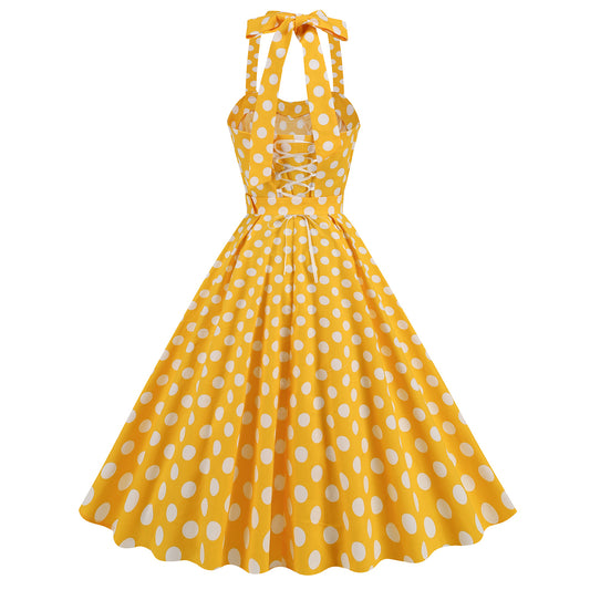 Style Polka Dots Retro Temperament Lace Dresses