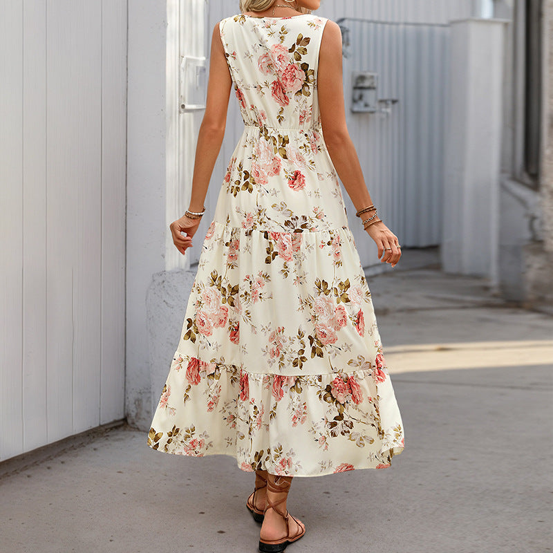 Women's Long Dress Summer Printed Sleeveless Dresses