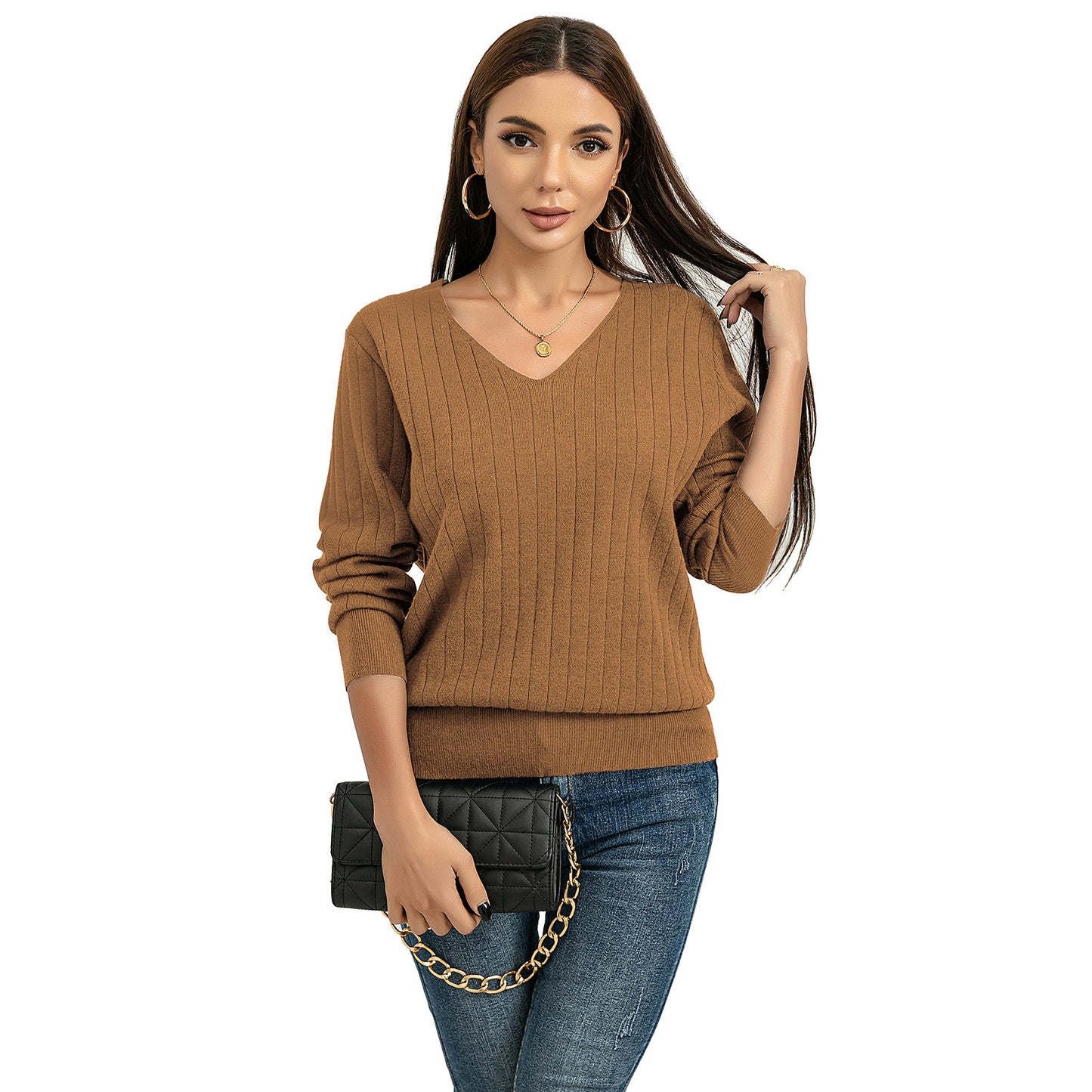 Women's Solid Color Bottoming Long Sleeve Pullover Sweater