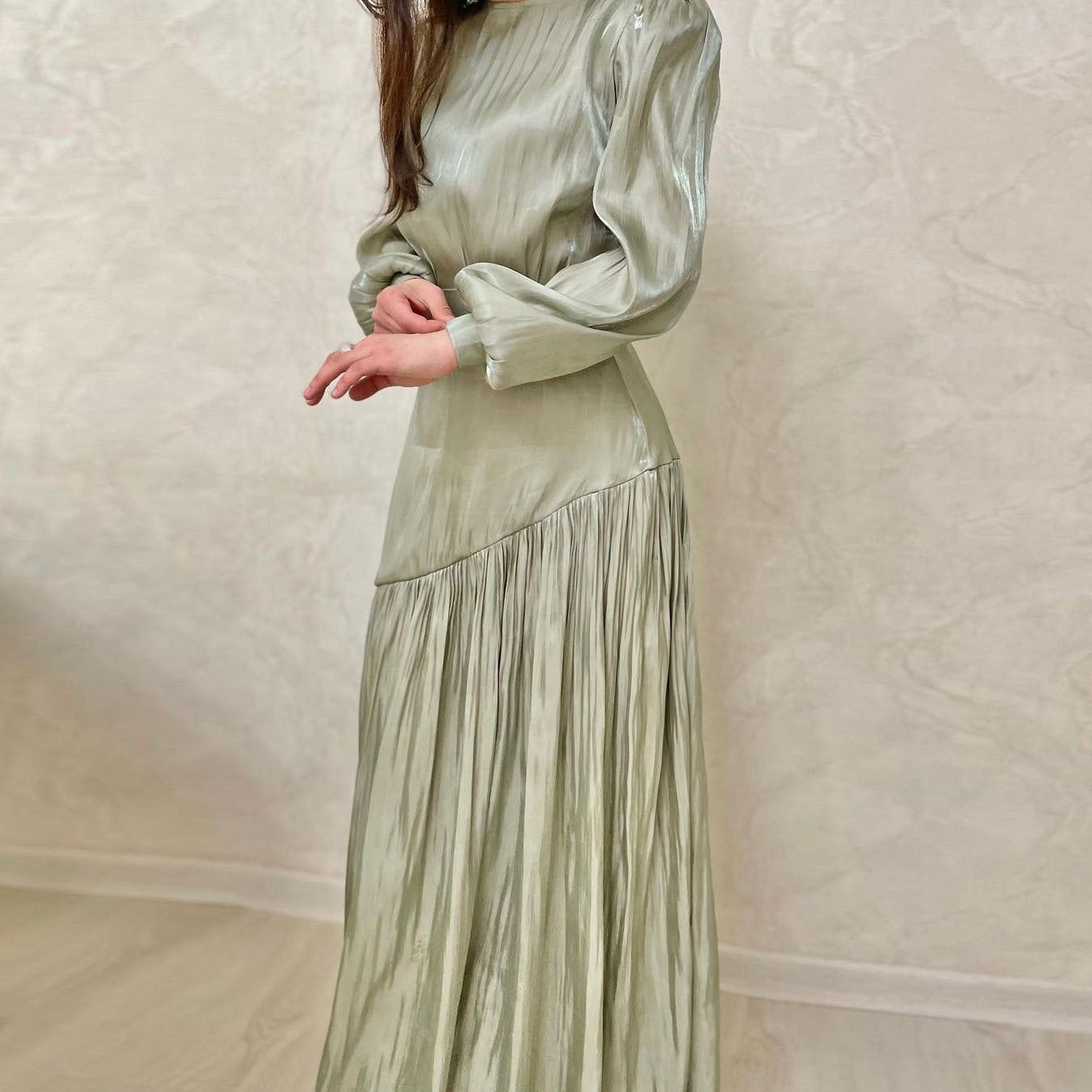 Women's Spring Fashionable Elegant High-grade Pleated A- Dresses