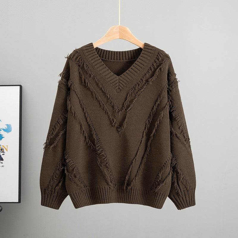 Women's Loose Knitted Idle Style Tassel For Fashionable Women's Sweater