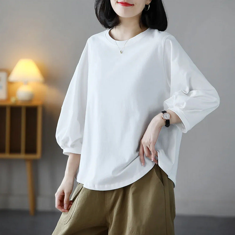 Women's Artistic Retro Lantern Sleeve T-shirt Western Blouses