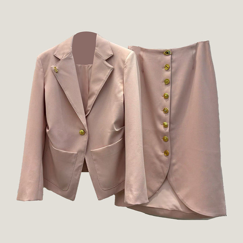 Women's Classic Style Commuter High-grade Light Pink Suits