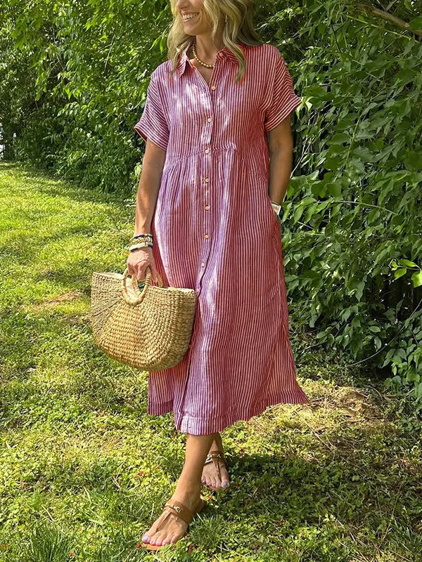 Women's Sleeve Shirt Summer Casual Cotton Linen Skirts