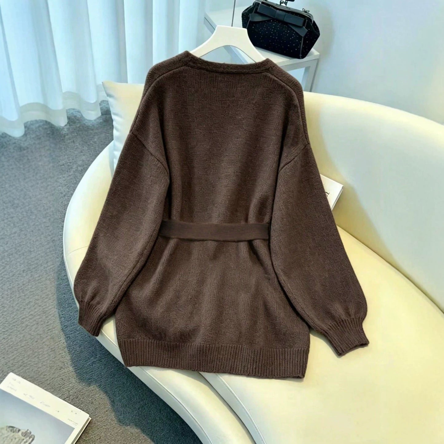 Women's Casual Knitted Loose Lazy Style Waist Trimming Women's Sweater