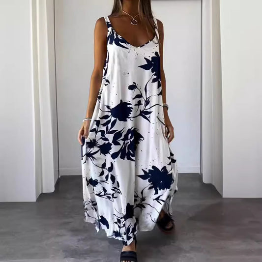 Women's Summer Vacation Dress Printed Sling Backless Dresses