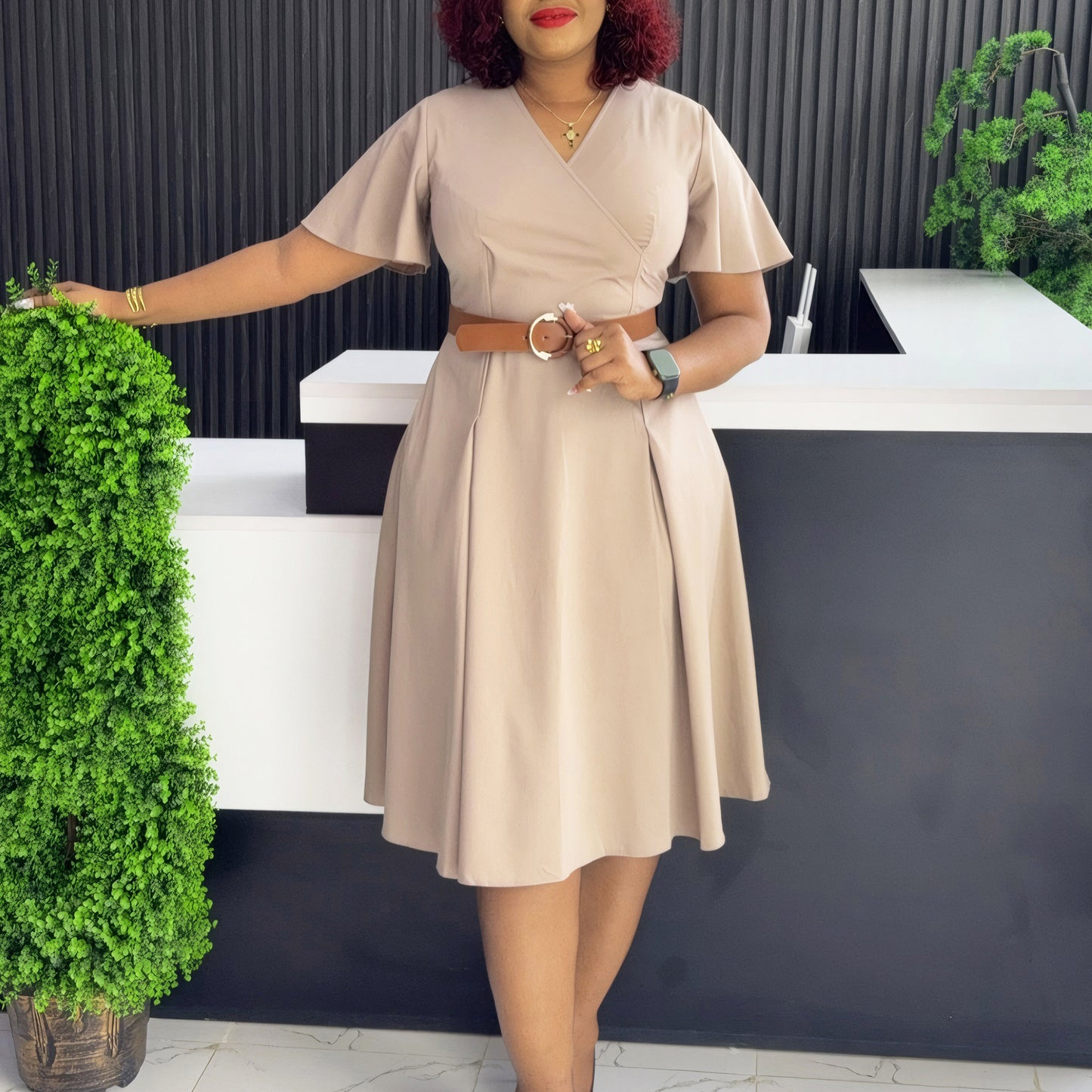 Women's Summer Flared Sleeves Casual A- Line Dress