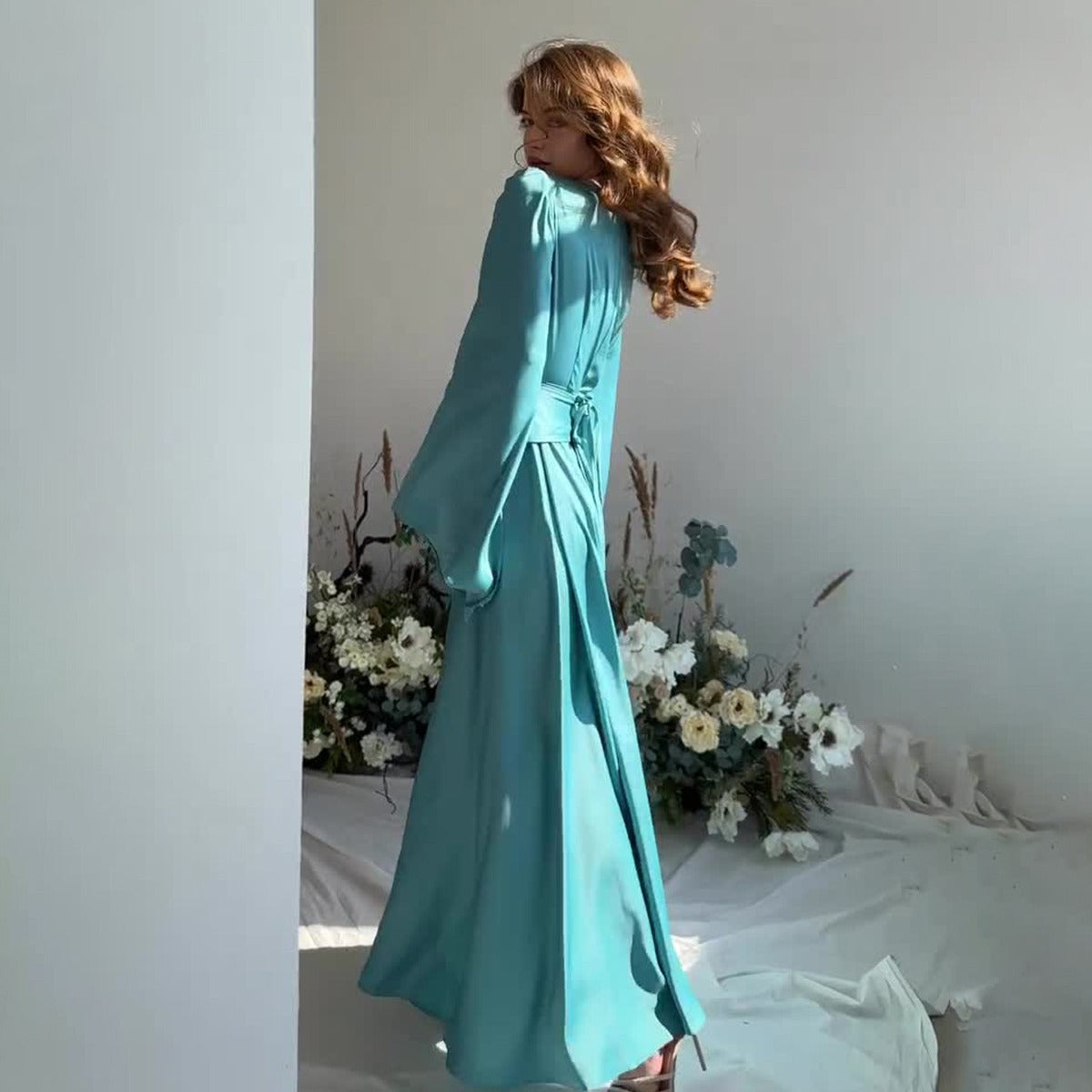 Autumn Diamond Slimming Flared Sleeves Large Dresses