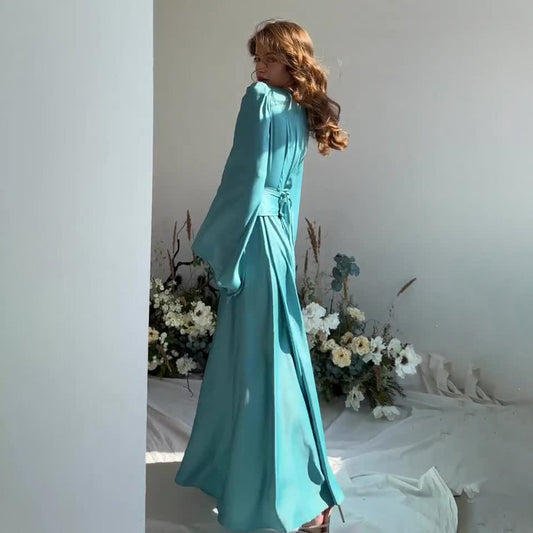 Autumn Diamond Slimming Flared Sleeves Large Dresses