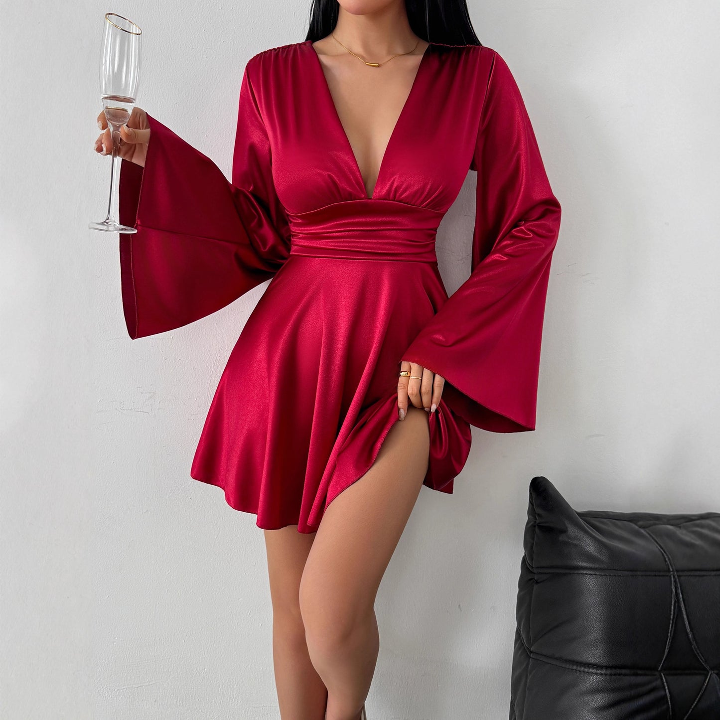 Women's Party Elegant Solid Color Long Sleeve Dress