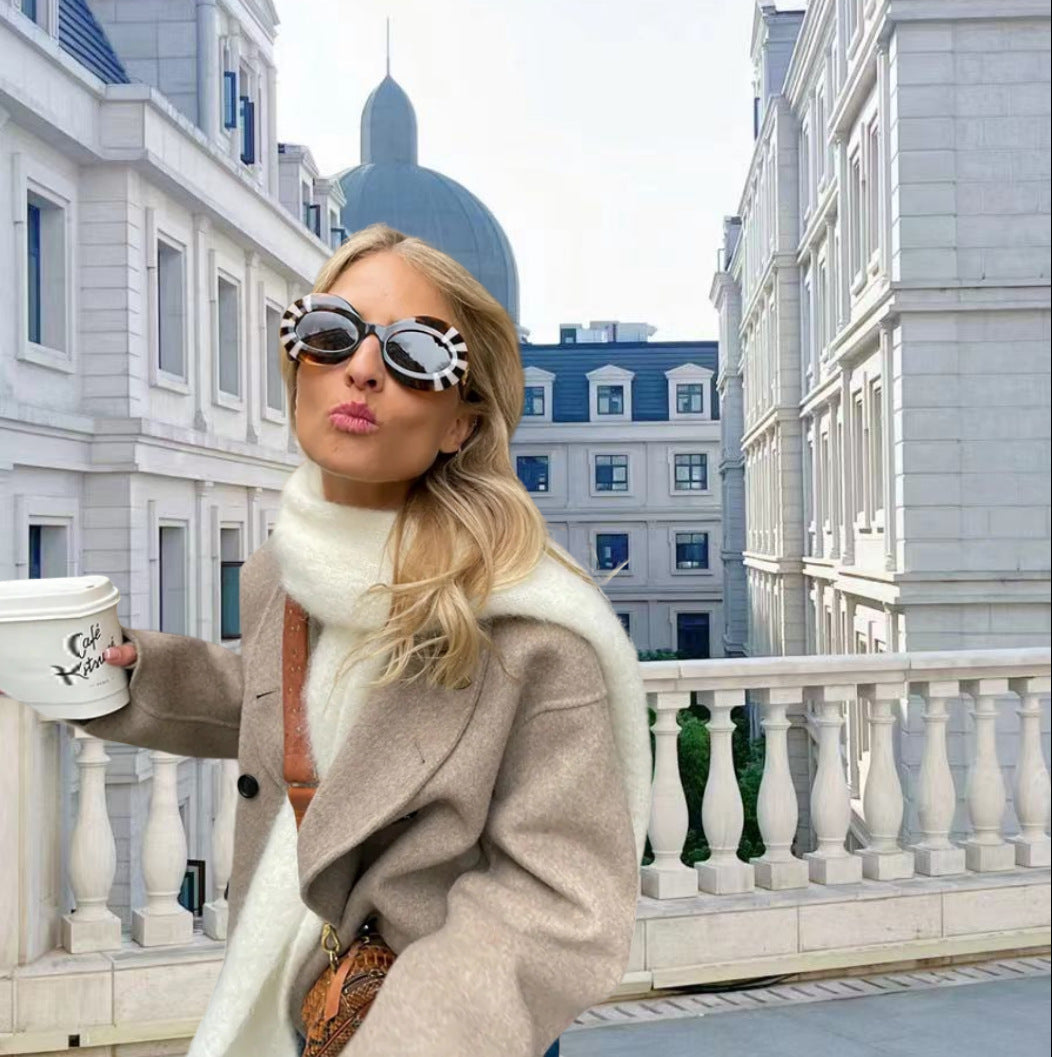Women's French Style Double Breasted Woolen Autumn Coats