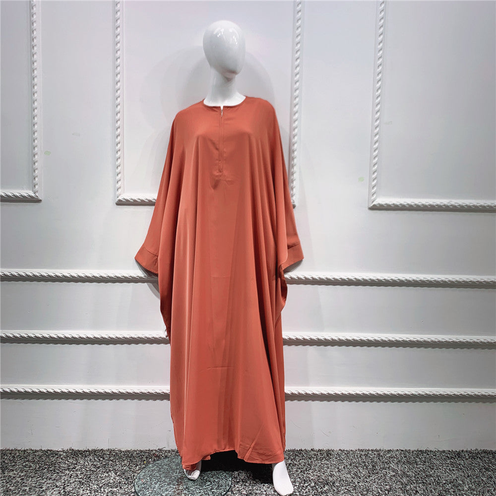 Large Swing Solid Color Batwing Sleeve Dresses