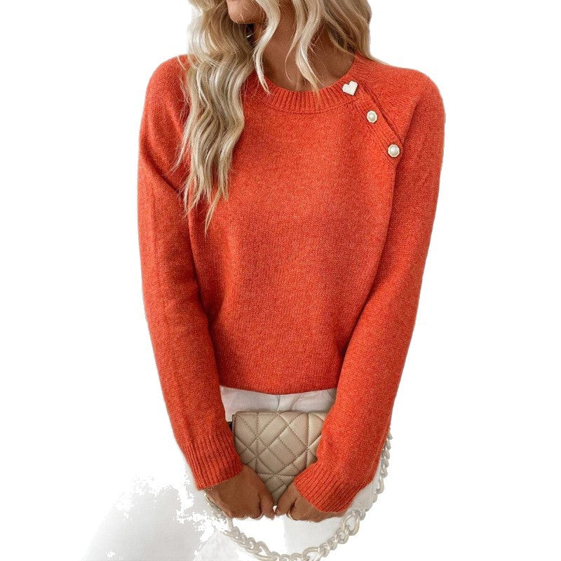Women's Fashion Leisure Commute Button Knitted Sweater