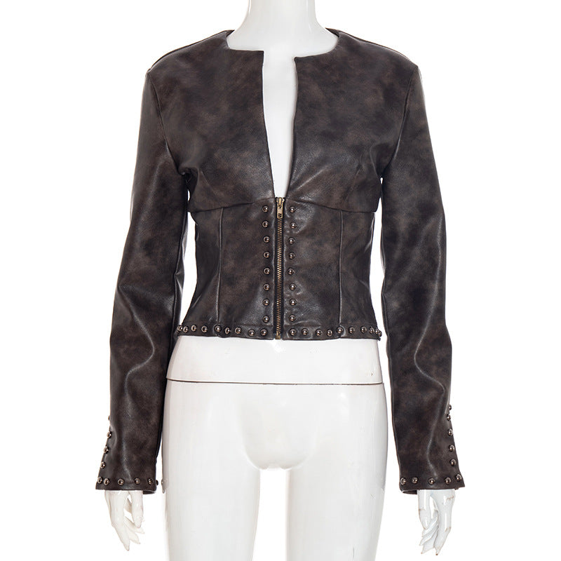Women's Autumn Solid Color Casual Zipper Long-sleeved Tops