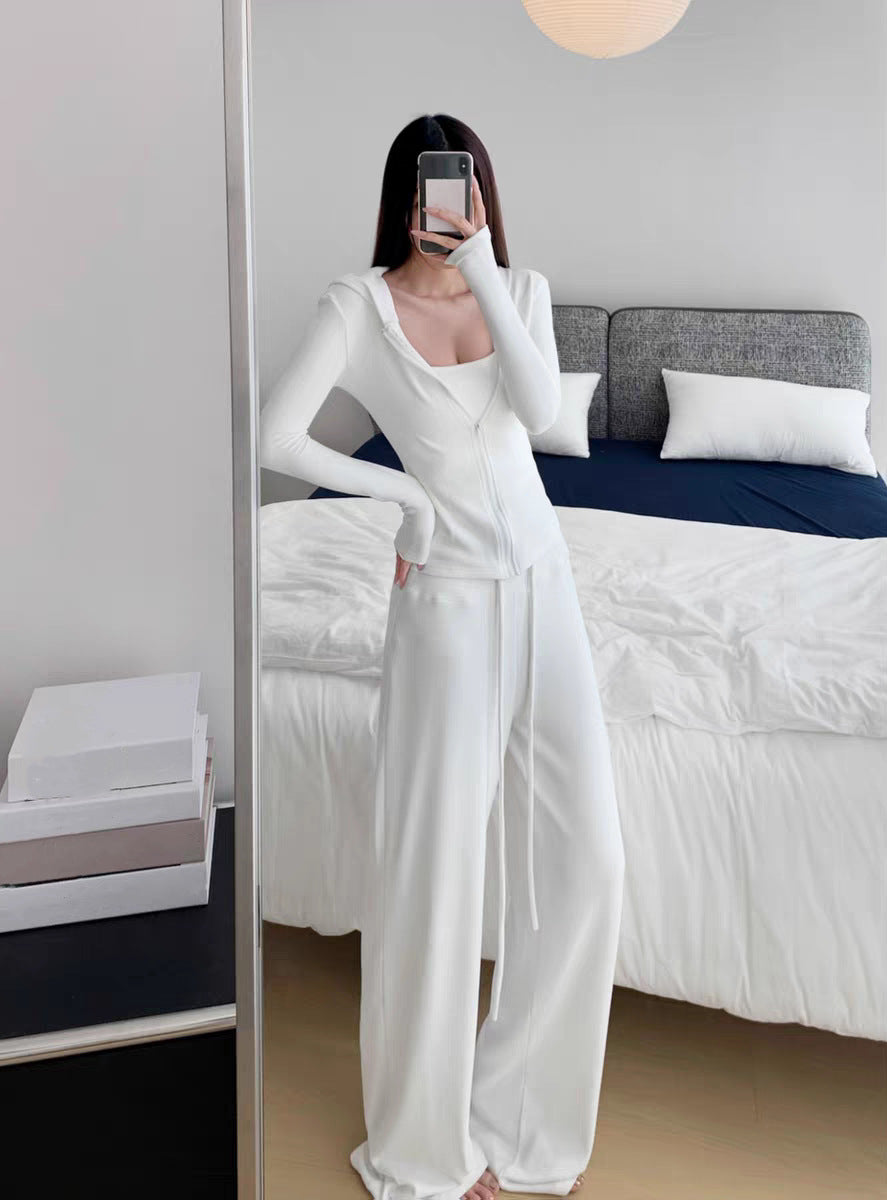 Autumn Simple Comfortable Tight-fitting Cinched Single-breasted Drawstring Trousers Suits