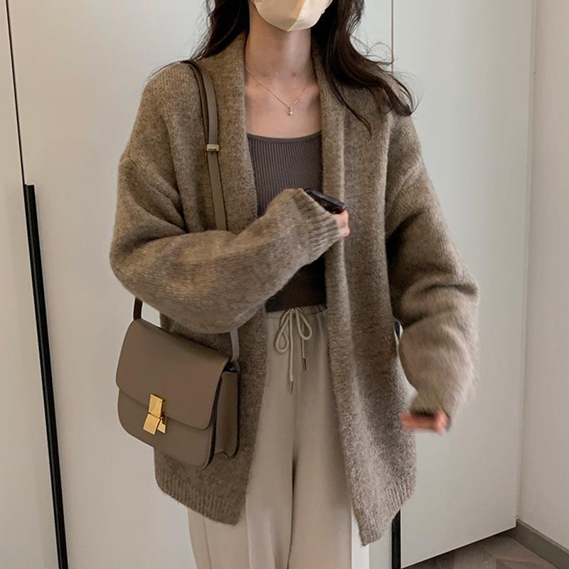 Knitted Retro Gentle Collar Casual Lazy Loose Outer Wear Sweater