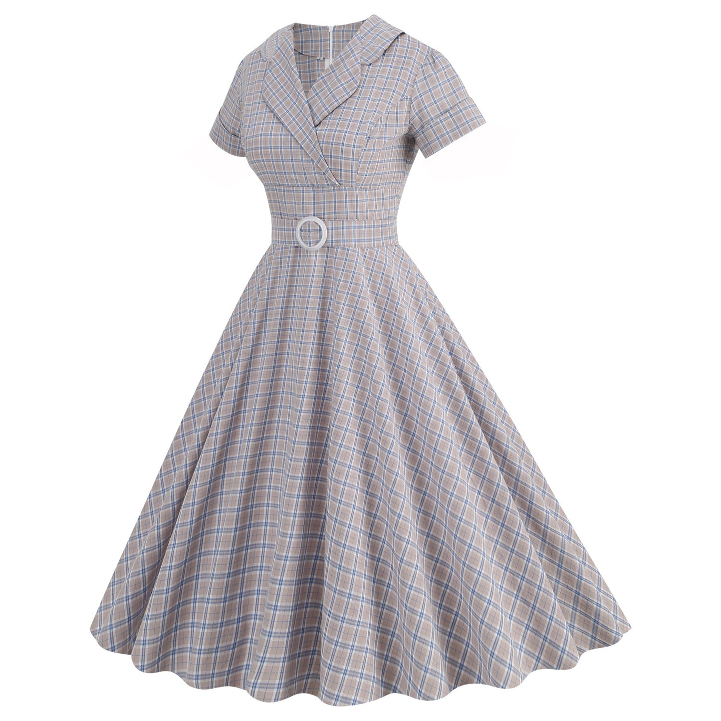 Style British Lattice Collar Sleeve High Dresses