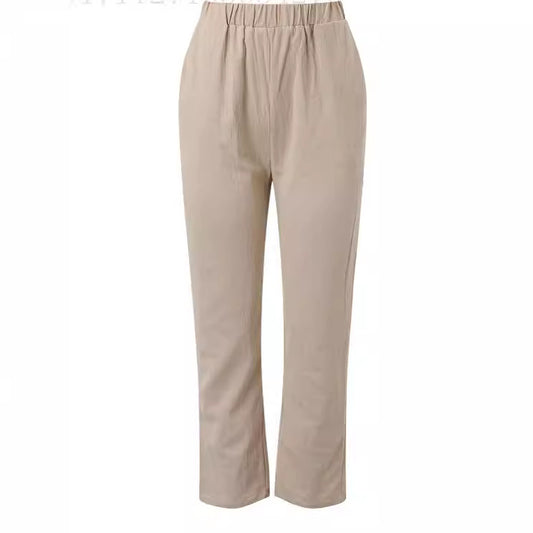 Temperament Commute Cotton Linen Straight Pocket Pants