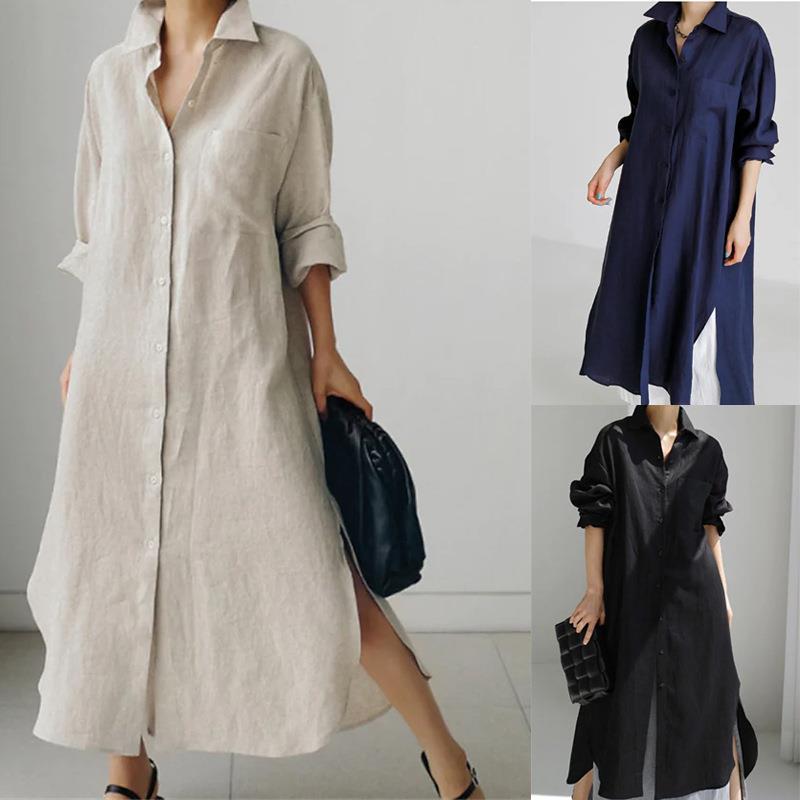 Women's Solid Color Long-sleeved Casual Loose Irregular Cardigans
