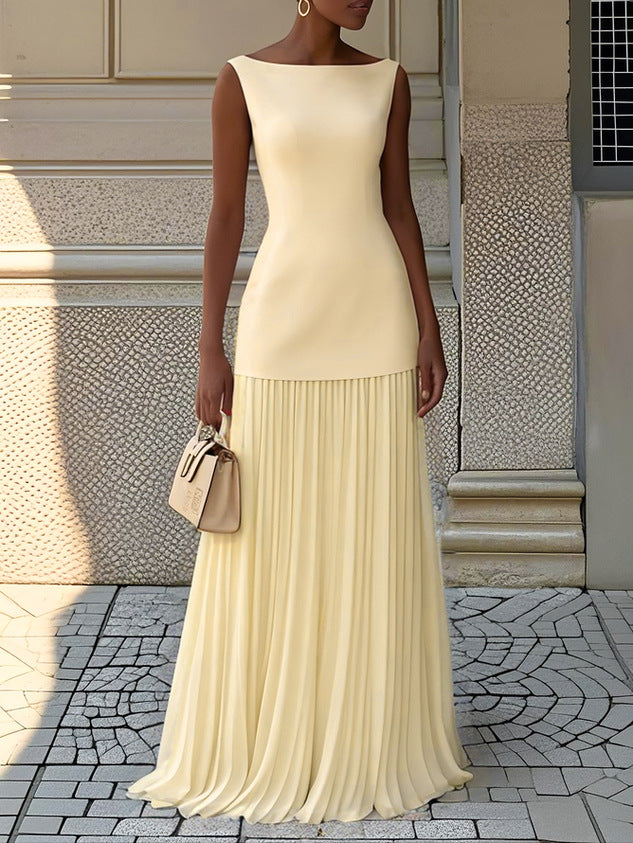 Women's Solid Color Sleeveless Knitted Sexy Slim Dresses